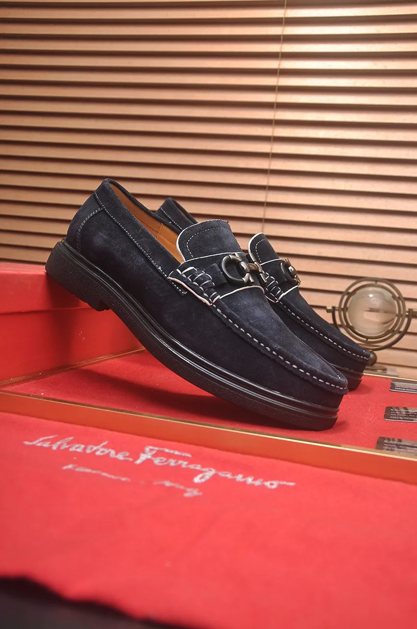 Men's shoes 💰440💶[Ferragamo/Ferragamo] The latest model in the counter. Original imported high-quality cowhide with open sides + imported 🐂 water-dyed cowhide lining + original luxury metal buckle + original combined outsole. No pressure for comparison. 38--45 (45 is custom-made and cannot be returned or exchanged)